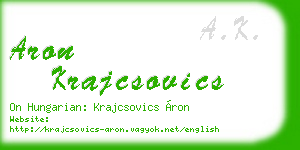 aron krajcsovics business card