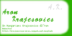 aron krajcsovics business card
